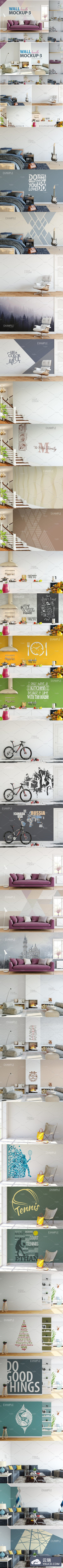 温馨的室内墙壁画框样机 Interior Wall Mockup - Bundle Vol. 3
