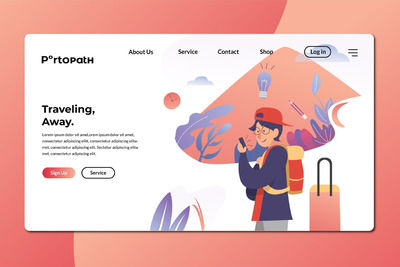 时尚高端简约多用途的房地产学区房学生学习文具暑假夏令营旅游主题的海报banner着陆页设计模板