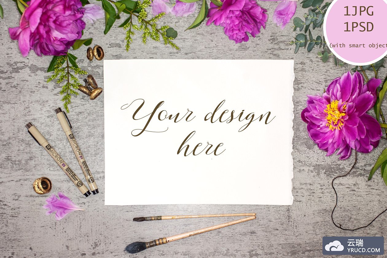 玫瑰花场景样机 Peony mock up №9