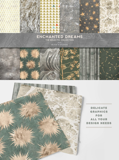 魔法梦想和烫金背景纹理 Enchanted Dreams & Golden Hygge