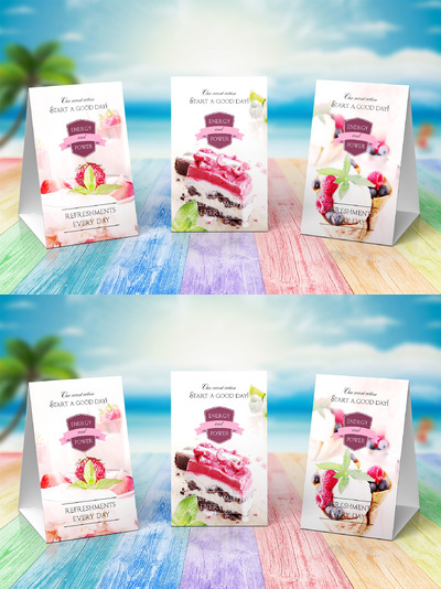 桌面站立日历设计样机 A-Frame Table Stands Vol.3