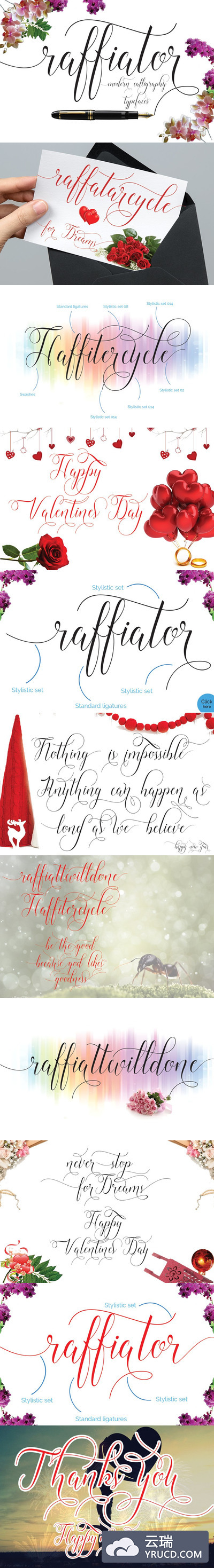 钢笔手绘字体 Raffiator script