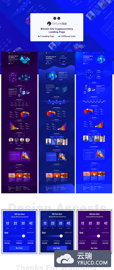 酷炫的加密货币数字货币区块链官网设计模板下载[PSD,XD]
