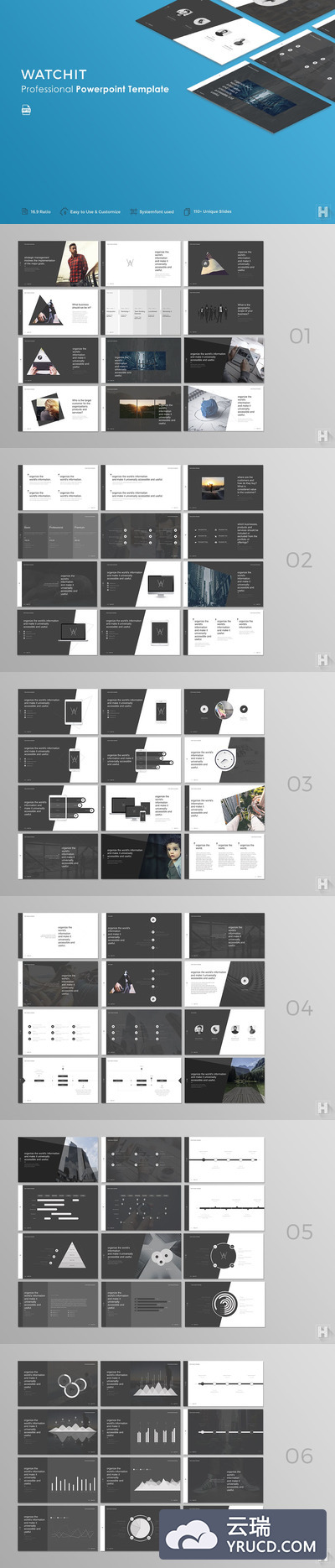 专业强大的时尚高端商务商业质感的大数据powerpoint幻灯片演示模板（pptx）