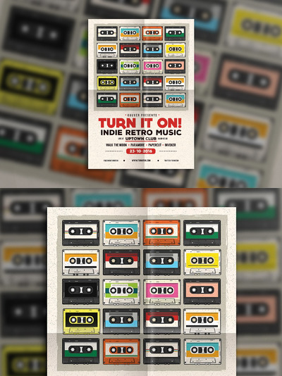 怀旧磁带主题海报模板 The Radio Tape Flyer