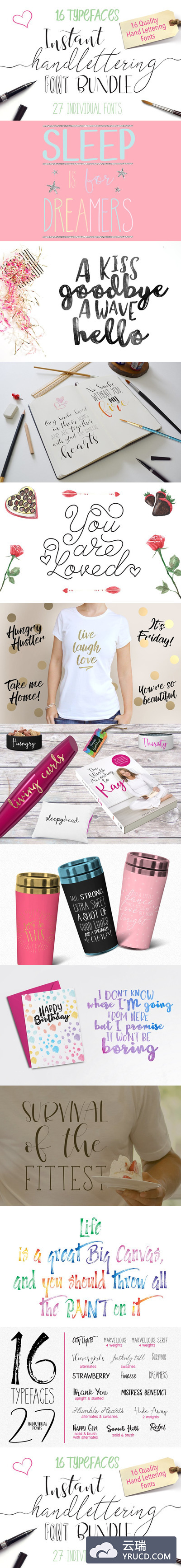 手绘字体 Font Bundle - Instant Hand Lettering