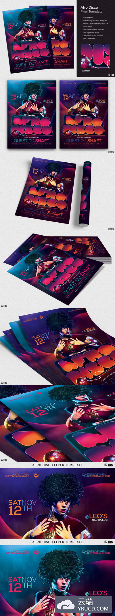 摇滚流行音乐海报模版 Afro Disco Flyer PSD