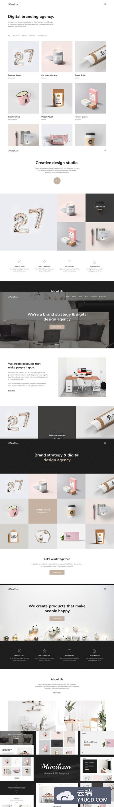 Ui Kits | 简洁品牌优雅干净设计工具包15主页最小定制PSD