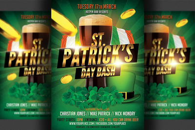 圣帕特里克的啤酒节活动海报传单模板 St. Patrick's Flyer Template