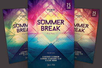 暑假传单海报模板 Summer Break Flyer Template