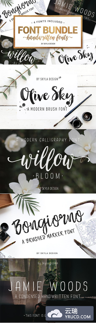 字体包手写脚本 Font bundle Handwritten Scripts