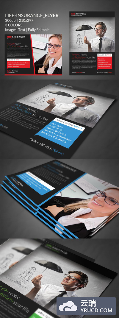 人寿保险传单海报打印模板 Life insurance Flyer Print Templates