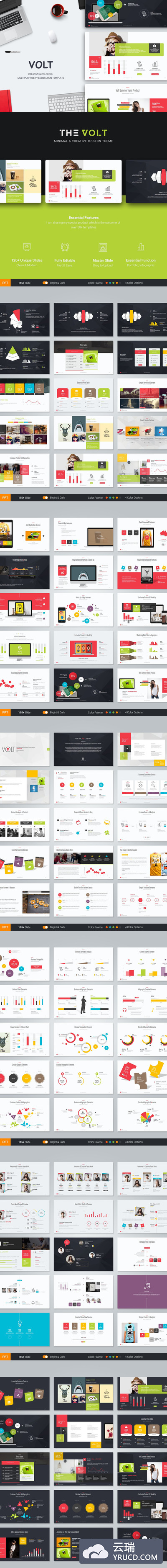 配色高级又时尚的powerpoint幻灯片演示模板（pptx）