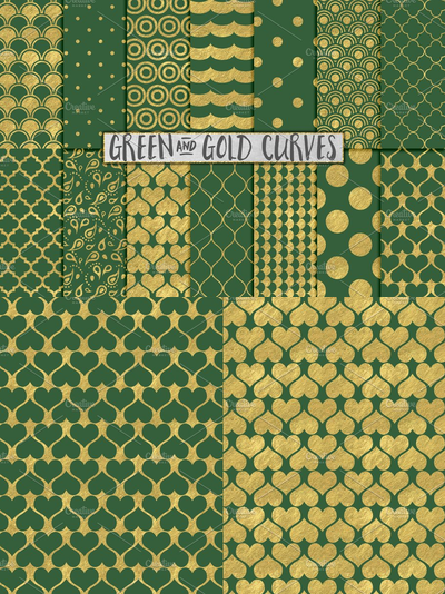绿色和金箔背景 Green and Gold Foil Backgrounds