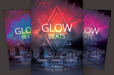 发光节拍传单模板 Glow Beats Flyer Template