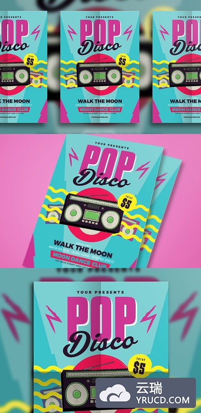 复古时尚的音乐海报 Pop Disco Flyer