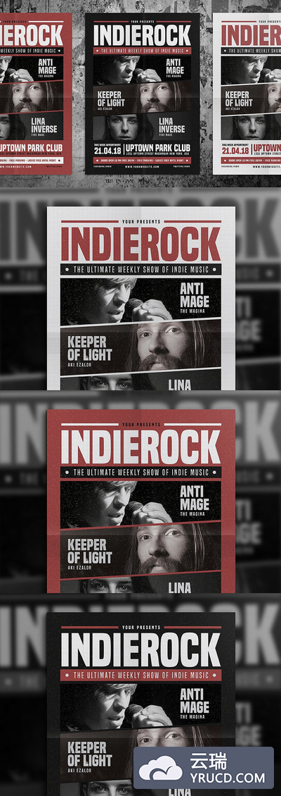 摇滚音乐海报模版 Indie Rock Flyer Vol 03