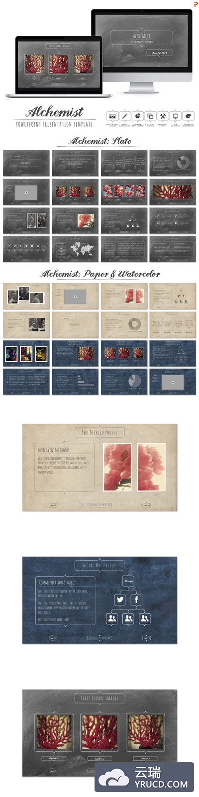 个性神秘的PPT模版 Alchemist Powerpoint Templates