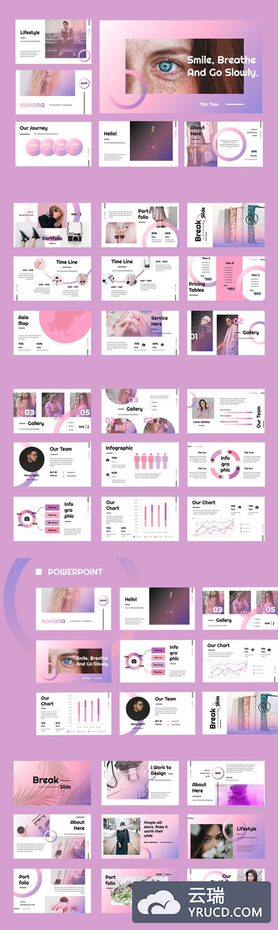 时尚温馨高端女性化流行配色的powerpoint幻灯片演示模板（pptx）