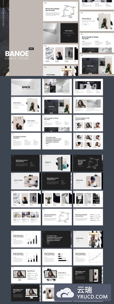 高级灰配色的带有中国风水墨元素的时尚高端多用途powerpoint幻灯片演示模板（pptx）