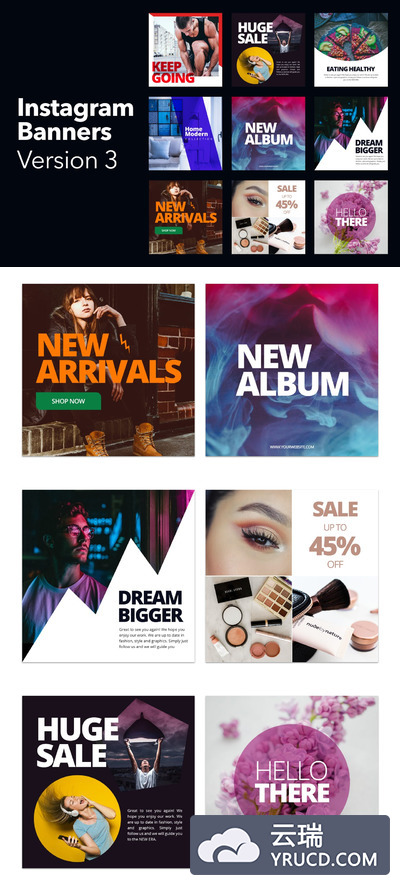 时尚高端多用途的Instagram社交媒体banner海报设计模板vol.3