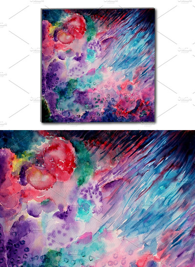 抽象粗犷的背景纹理素材 Watercolor Abstract Deep Sea