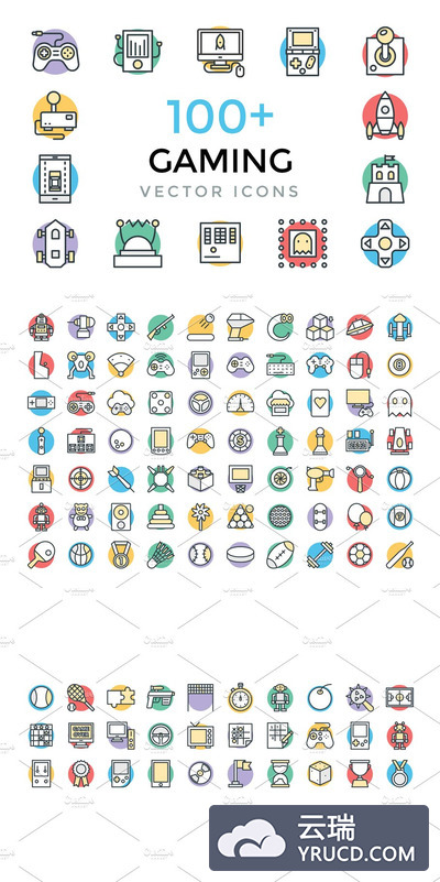 100+游戏矢量图标 100+ Gaming Vector Icons