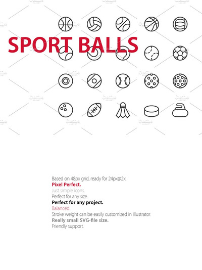 20个运动球类UI图标 20 Sport Balls UI icons