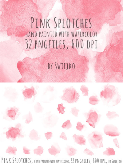 粉红色的水彩斑点 Pink watercolor splotches