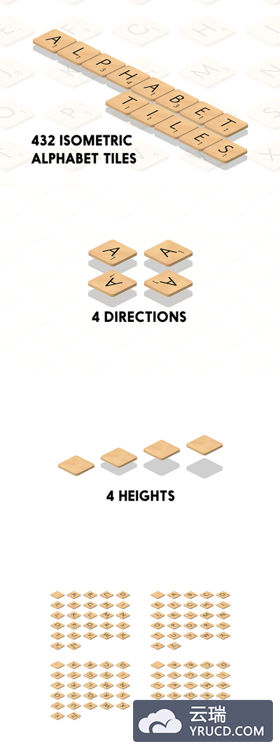 瓷片创意字母 Isometric Alphabet Tiles