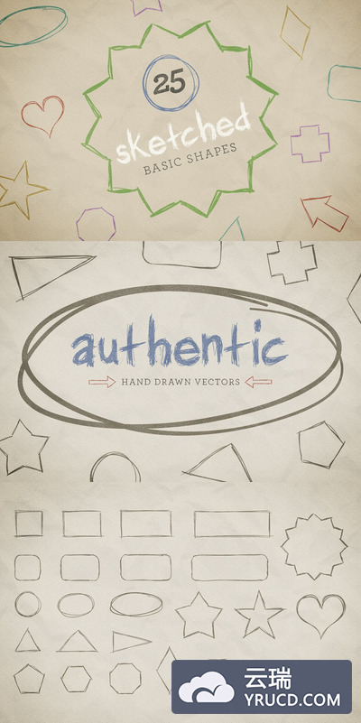 草绘的基本形状矢量包 Sketched Basic Shapes Vector Pack 1