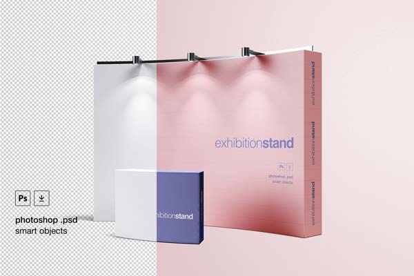 免费漂亮的展览展台设计展示样机下载 PSD
