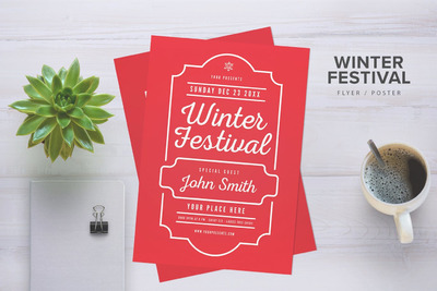 时尚高端简约的新年年圣诞节海报宣传单DM设计模板