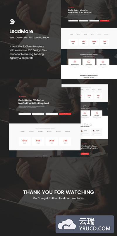 一款清洁现代的Lead Generation PSD着陆页模板