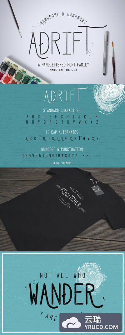 时尚手绘字体 Adrift Font + Extras