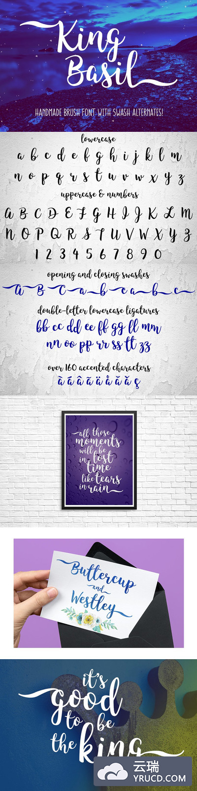 霸气的手绘字体 King Basil - handmade brush font