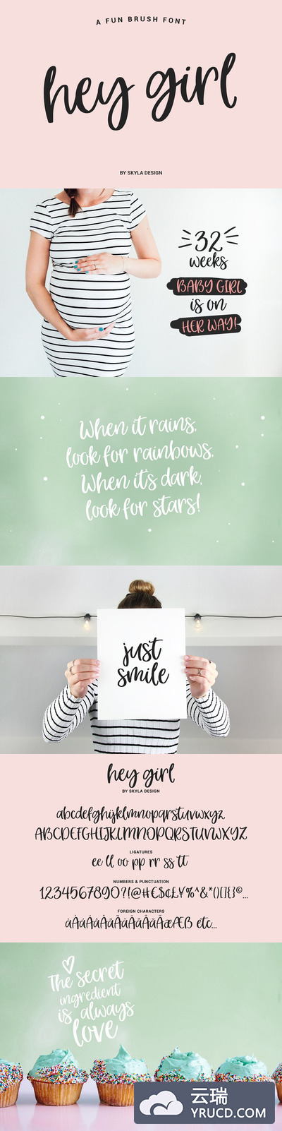 俏皮的手绘字体 Hey Girl, a fun smooth brush font