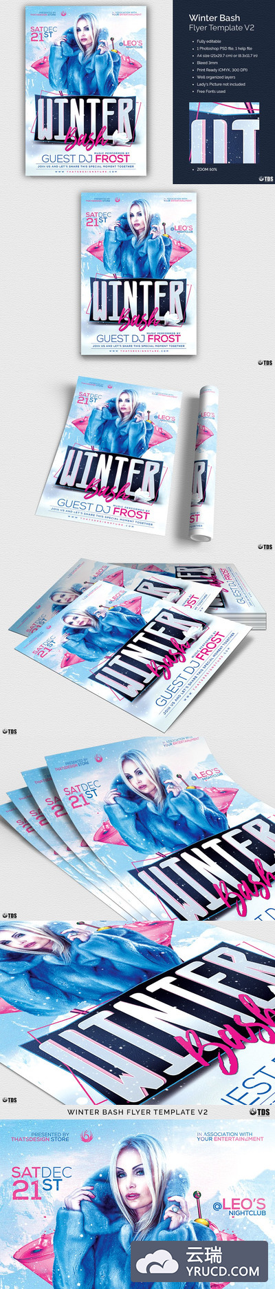 冬季海报模版 Winter Bash Flyer PSD V2