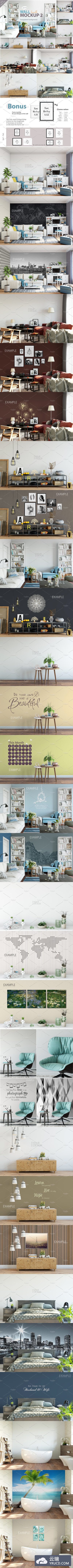室内墙壁画框样机 Interior Wall & Frames Mockup - 2