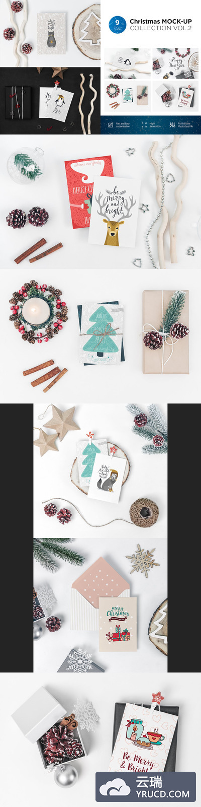 样机 | 圣诞节高分辨率psd高品质真是图片元素模拟场景集合