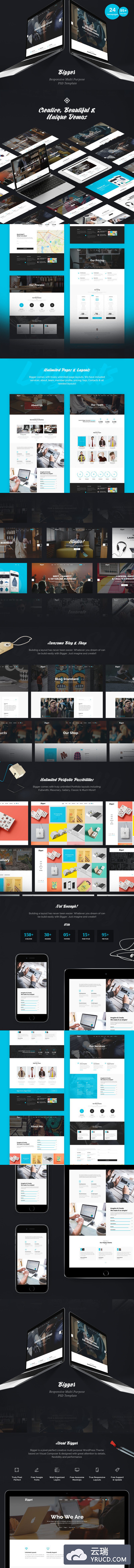 多用途的时尚高端商务商业质感PSD网站设计模板UI KITS