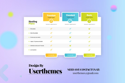 商业定价表UX模板PSD
