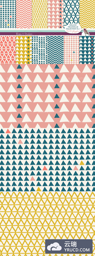 三角形抽象背景纹理素材 Organic Triangular Digital Paper