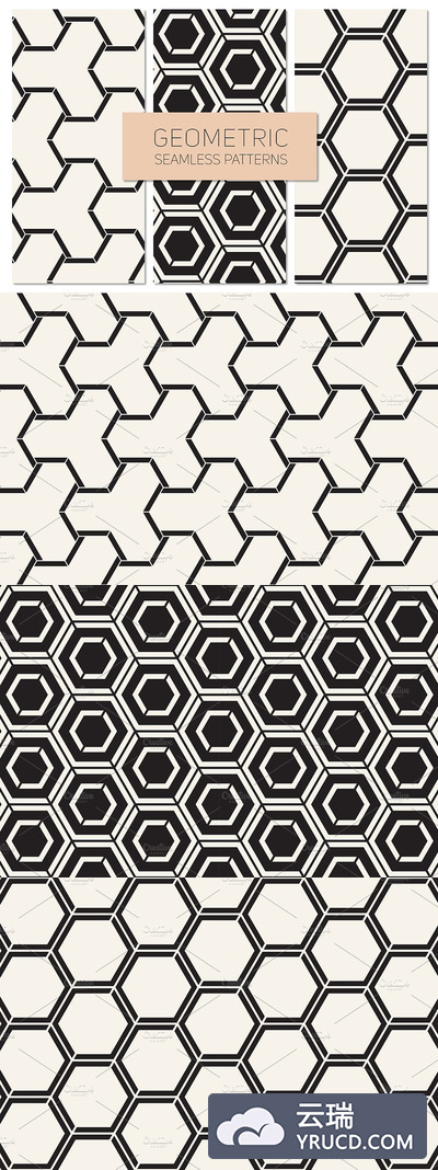 几何无缝背景纹理素材 Geometric Seamless Patterns Set 20
