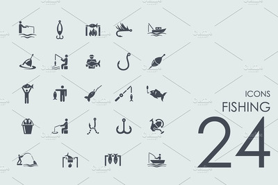 24个钓鱼图标 24 Fishing icons