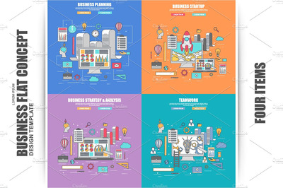 扁平化商业图形图标套装 Set of Flat Business Concept