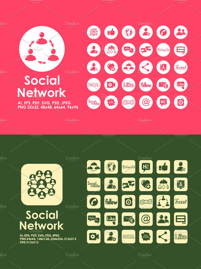 社交网络图标 Social network icons