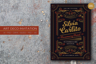 时尚高端欧式房地产奢华复古艺术装饰婚礼邀请函海报宣传单DM设计模板-3