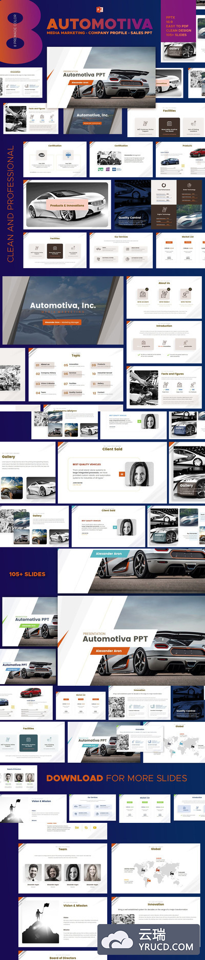 时尚高端多用途的汽车二手车销售新媒体营销powerpoint幻灯片演示模板（pptx）
