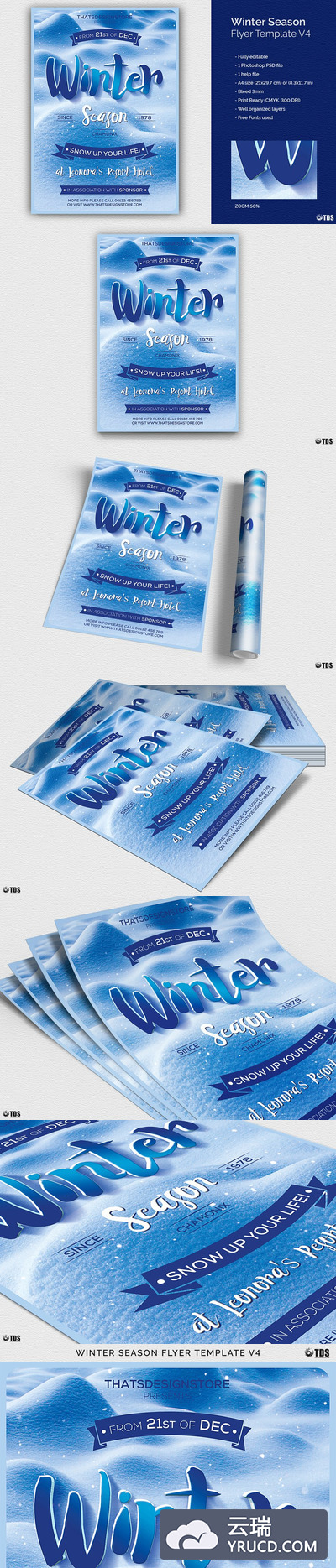 冬季主题海报模板 Winter Season Flyer PSD V4